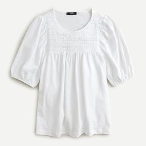J.Crew Embroidered Top White Short Sleeves NWT
